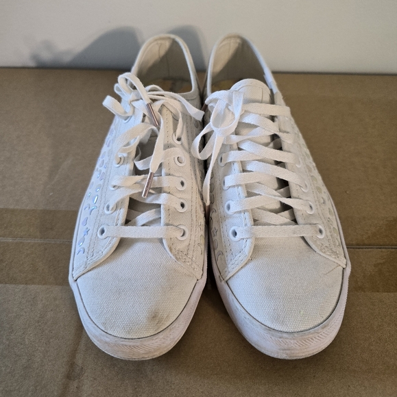 White KEDS canvas sneakers with iridescent elements - Picture 1 of 6